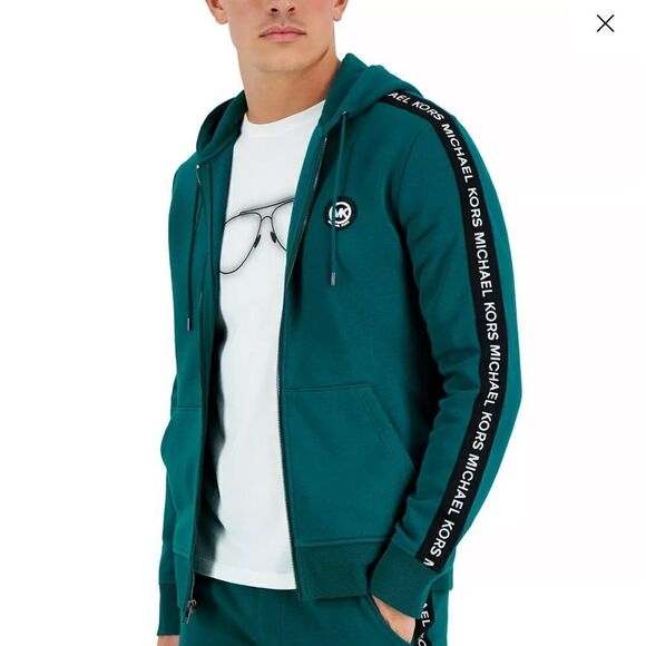 MICHAEL KORS Men's LOGO Tape FLEECE Hoodie L - Picture 2 of 7